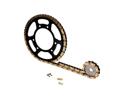 Tandwielenset 11/53 met AFAM Goud ketting Aprilia, Derbi en Gilera (Spaakvelg 12mm)
